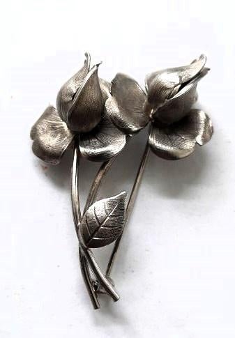 Prachtige vintage zilveren Bloemenbroche - Handgemaakt, Ophalen, Zo goed als nieuw, Zilver, Zilver