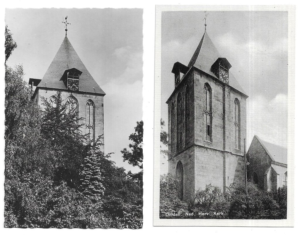 AK Delden - 2 x Ned. Hervormde Kerk, Verzenden, 1940 tot 1960, Ongelopen, Overijssel