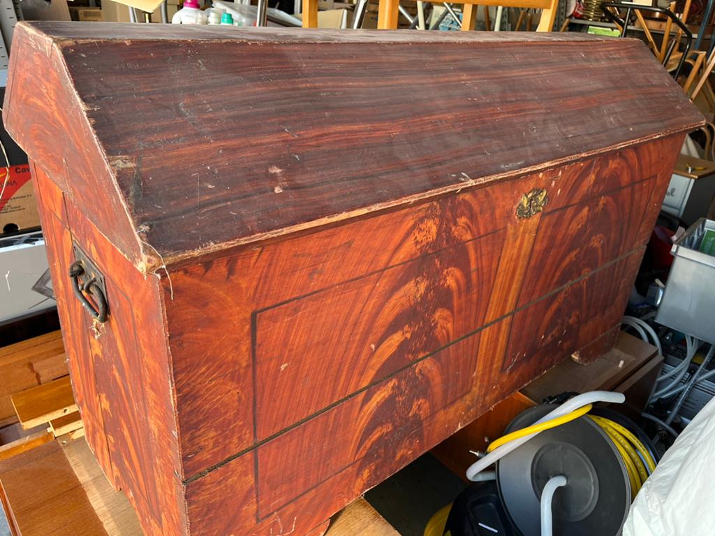 Oude houten kist - 124 cm lang - Speelgoedkist, Ophalen, Gebruikt, 100 tot 150 cm, V
