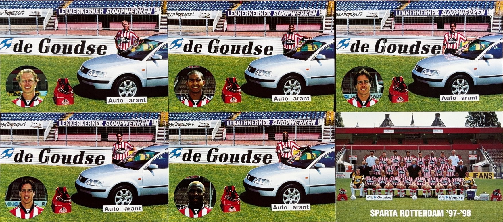 6  Spelerskaarten Sparta Rotterdam - seizoen 1997/1998, Verzenden, Zo goed als nieuw, Sparta, Spelerskaart