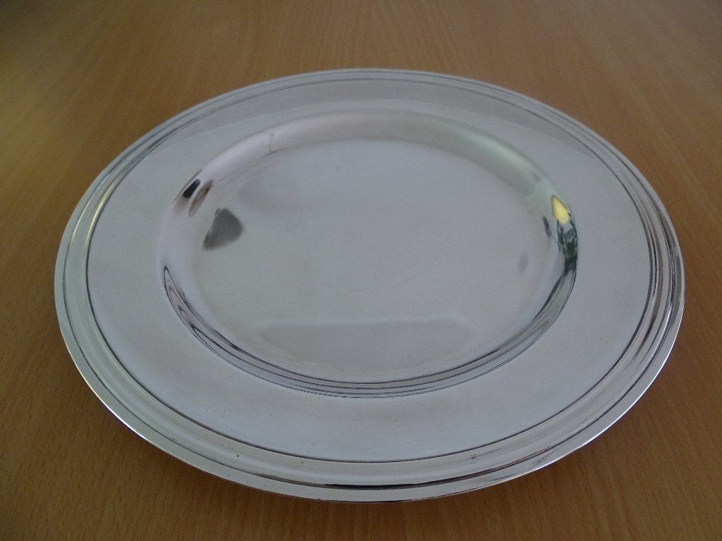 Christofle serveer schaal verzilverd rond 27 cm, antiek, Ophalen of Verzenden