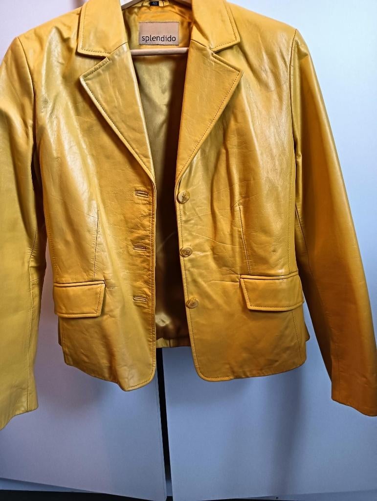 Mooie dames Echte leren jas maat 38-40, Kleding | Dames, Maat 38/40 (M), Geel, Ophalen of Verzenden, Zo goed als nieuw