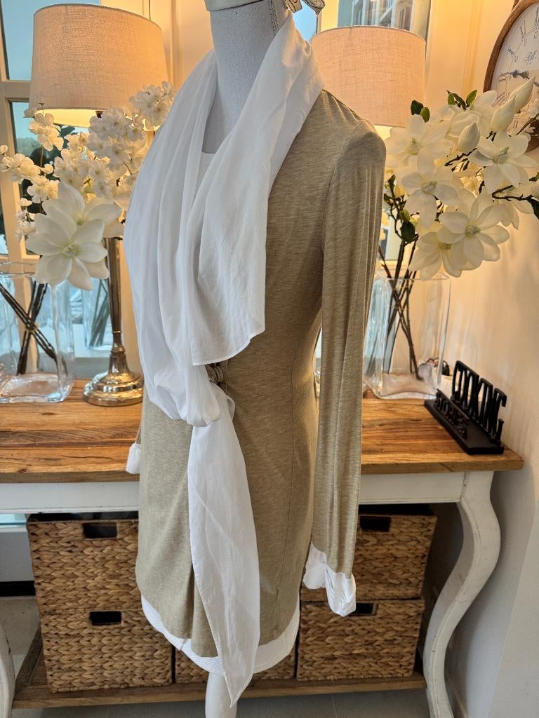 Beige-Witte Josephine & Co vest & sjaal, S/36, ZGAN., Kleding | Dames, Ophalen of Verzenden, Nieuw, Maat 36 (S), Beige