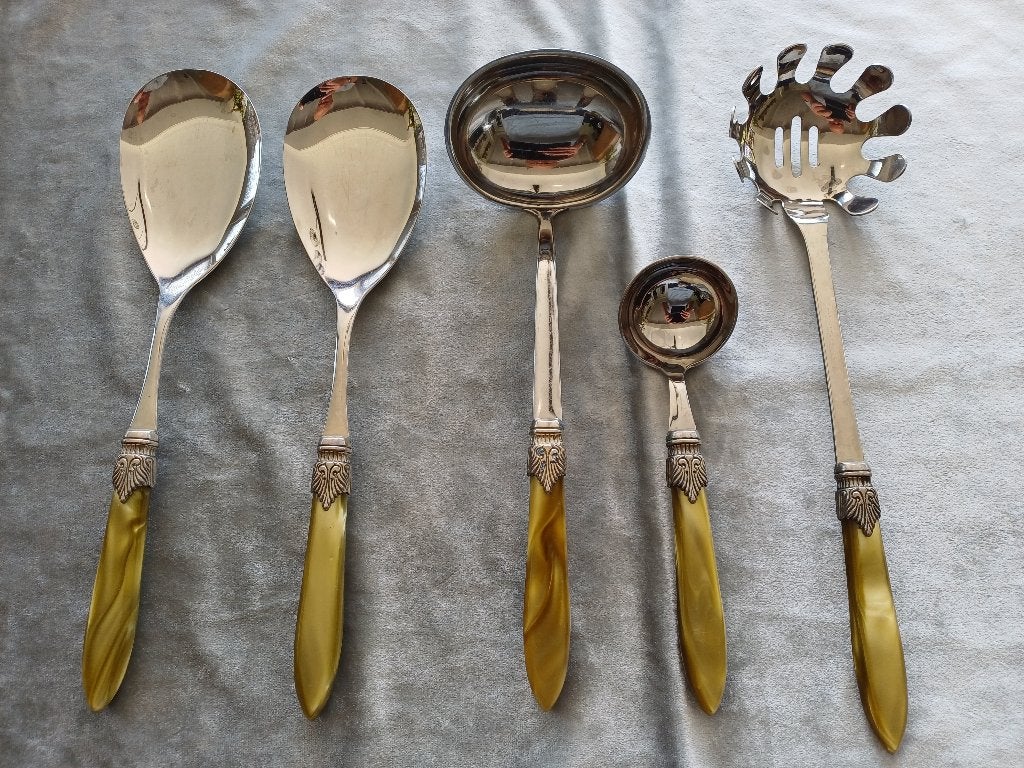 5 x EME Napoleon Bestek / Opscheplepels Pastalepel etc. € 25, Ophalen, Gebruikt, Rvs of Chroom