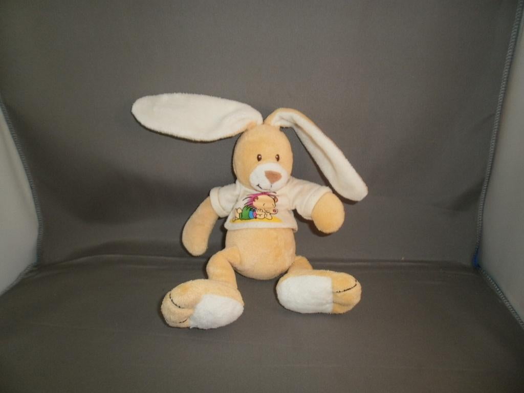 Anna club plush konijn geel/wit velours met T-shirt 30 cm, Konijn, Ophalen of Verzenden, Zo goed als nieuw, Middelgroot (20 tot 80 cm)