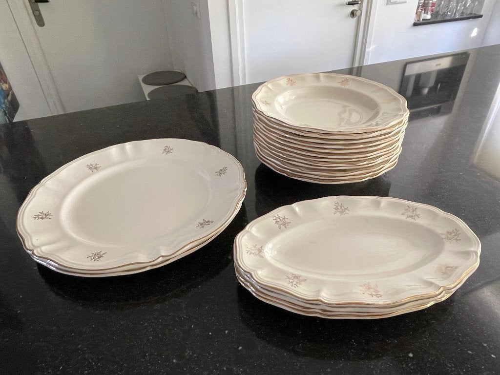 Vintage Sarreguemines diner servies met schalen, Ophalen of Verzenden