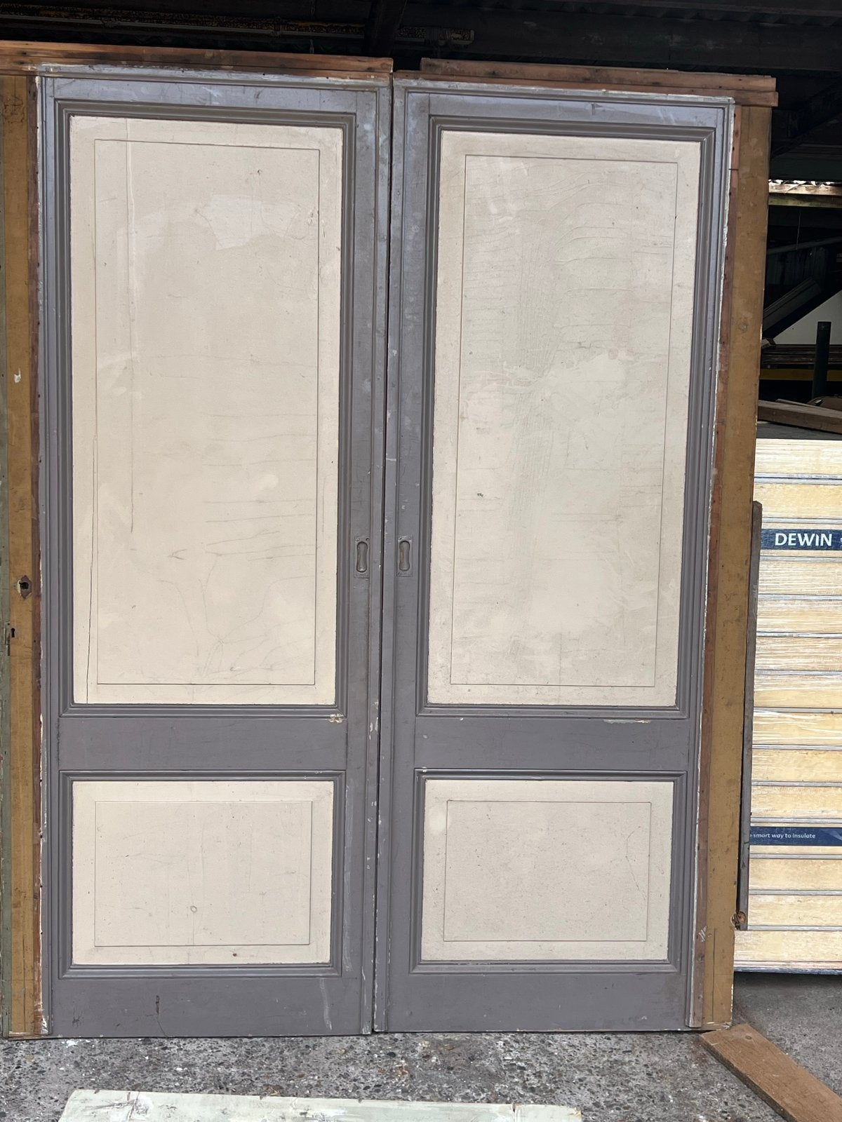 Set van twee ensuite deuren, Doe-het-zelf en Verbouw, Deuren en Horren, Gebruikt, Binnendeur, 200 tot 215 cm, 120 cm of meer, Hout