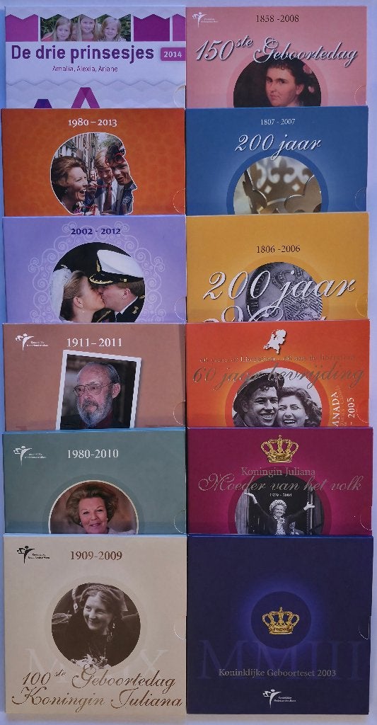 Themaset bundel 2003-2012 – 12 Themasets – Zilver, Ophalen, Setje, Koningin Beatrix, Euro's