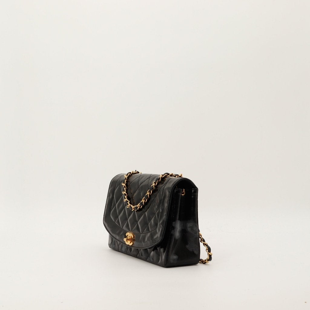 Chanel Diana Vernis handtas, Verzenden, Gebruikt, Zwart, Handtas