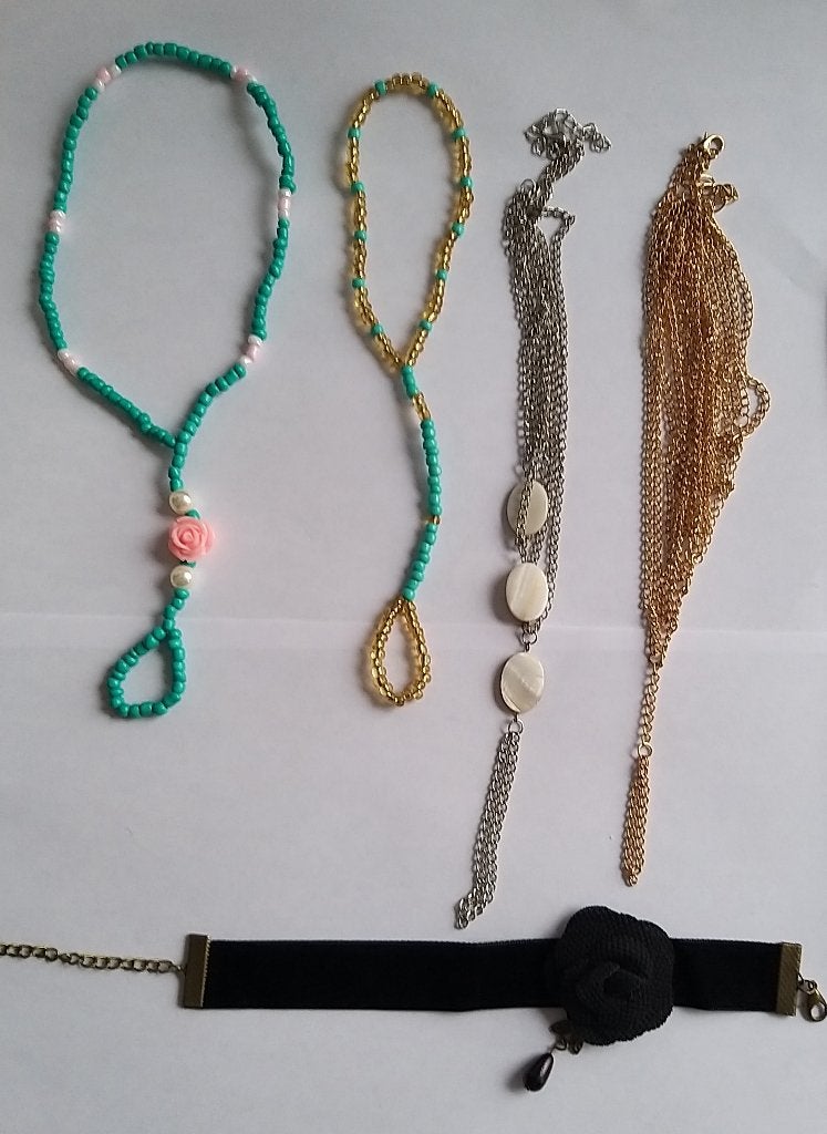 Set van 5 enkelbandjes, Ophalen of Verzenden, Nieuw, Overige materialen, Met bedels of kralen