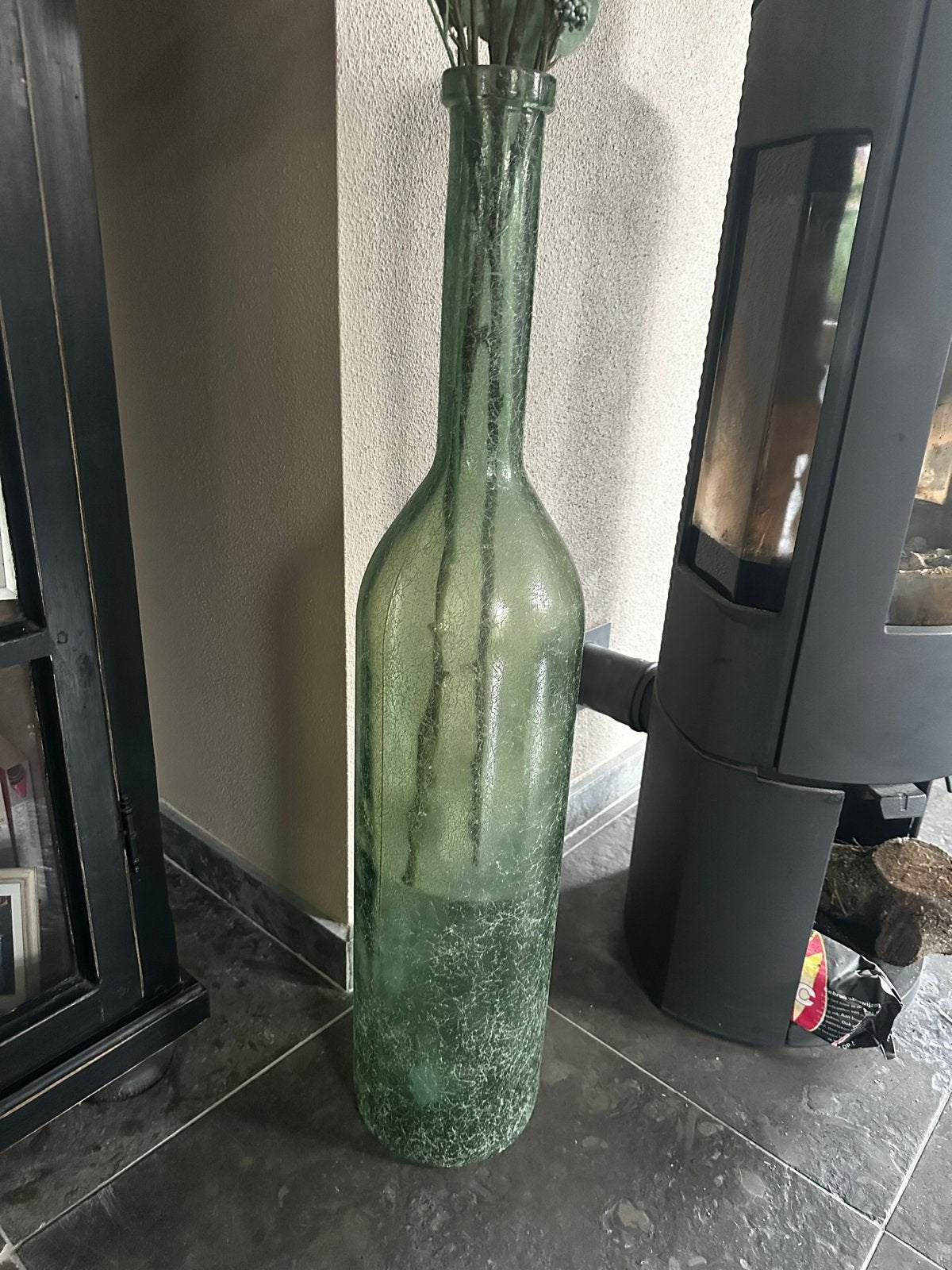 100cm hoge glazen fles/vaas - Uniek decoratiestuk, Antiek en Kunst, Ophalen
