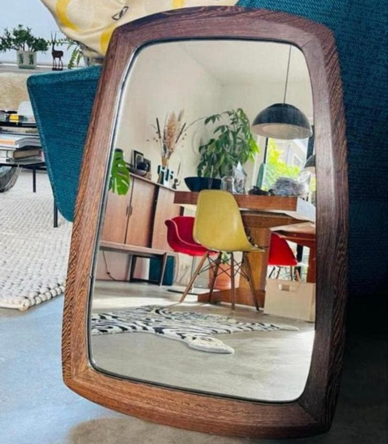 Spiegel Wandspiegel Mid Century Wengé Teak Vintage, Ophalen of Verzenden, Rechthoekig, Minder dan 50 cm