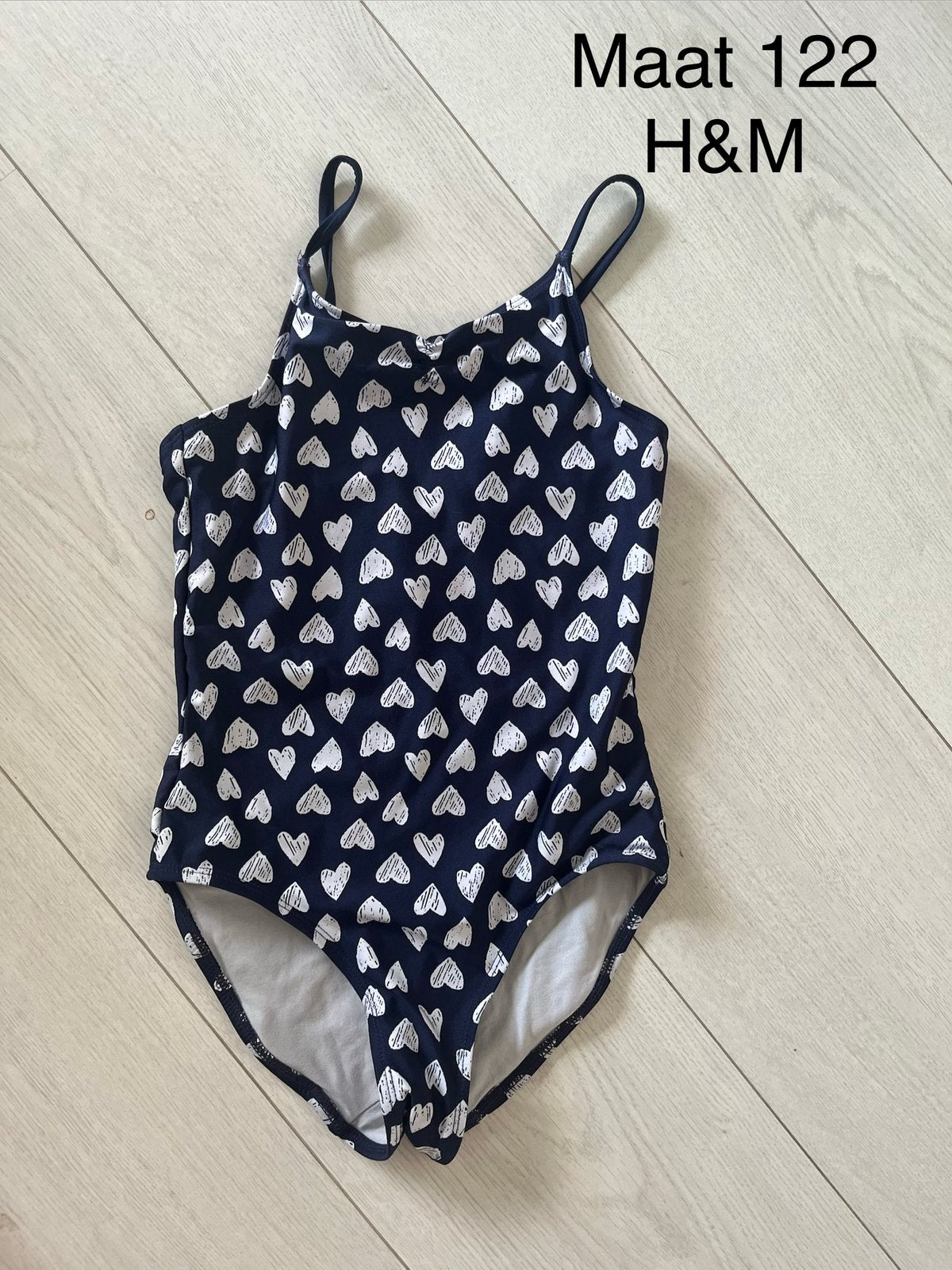 Blauw badpak met hartjes, maat 122, merk: H&M., Ophalen of Verzenden, Zo goed als nieuw, Meisje