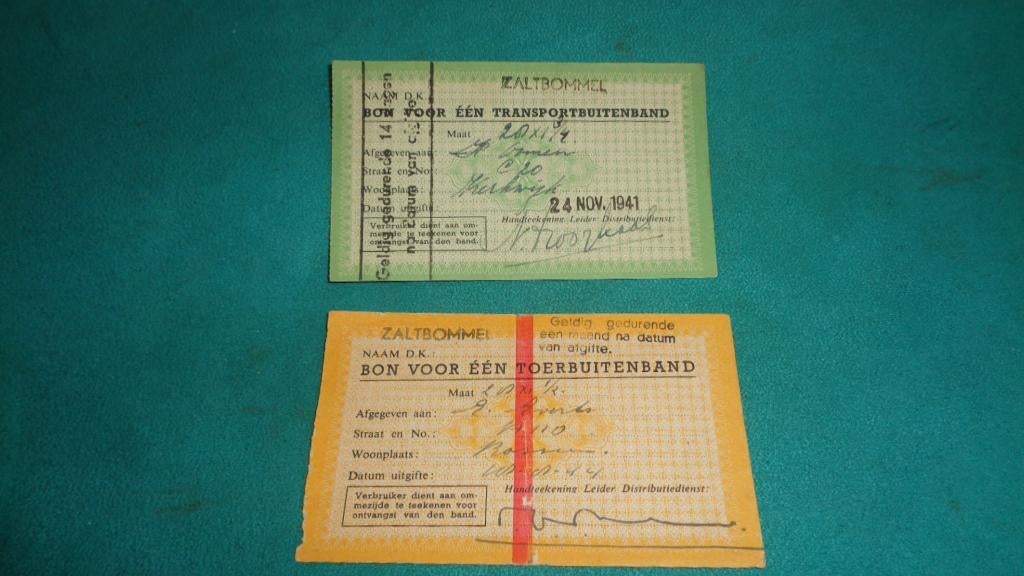 Zaltbommel Oorlog wo2 fiets rijwiel band distributie set2, Verzenden, Overige soorten, Nederland, Overige typen