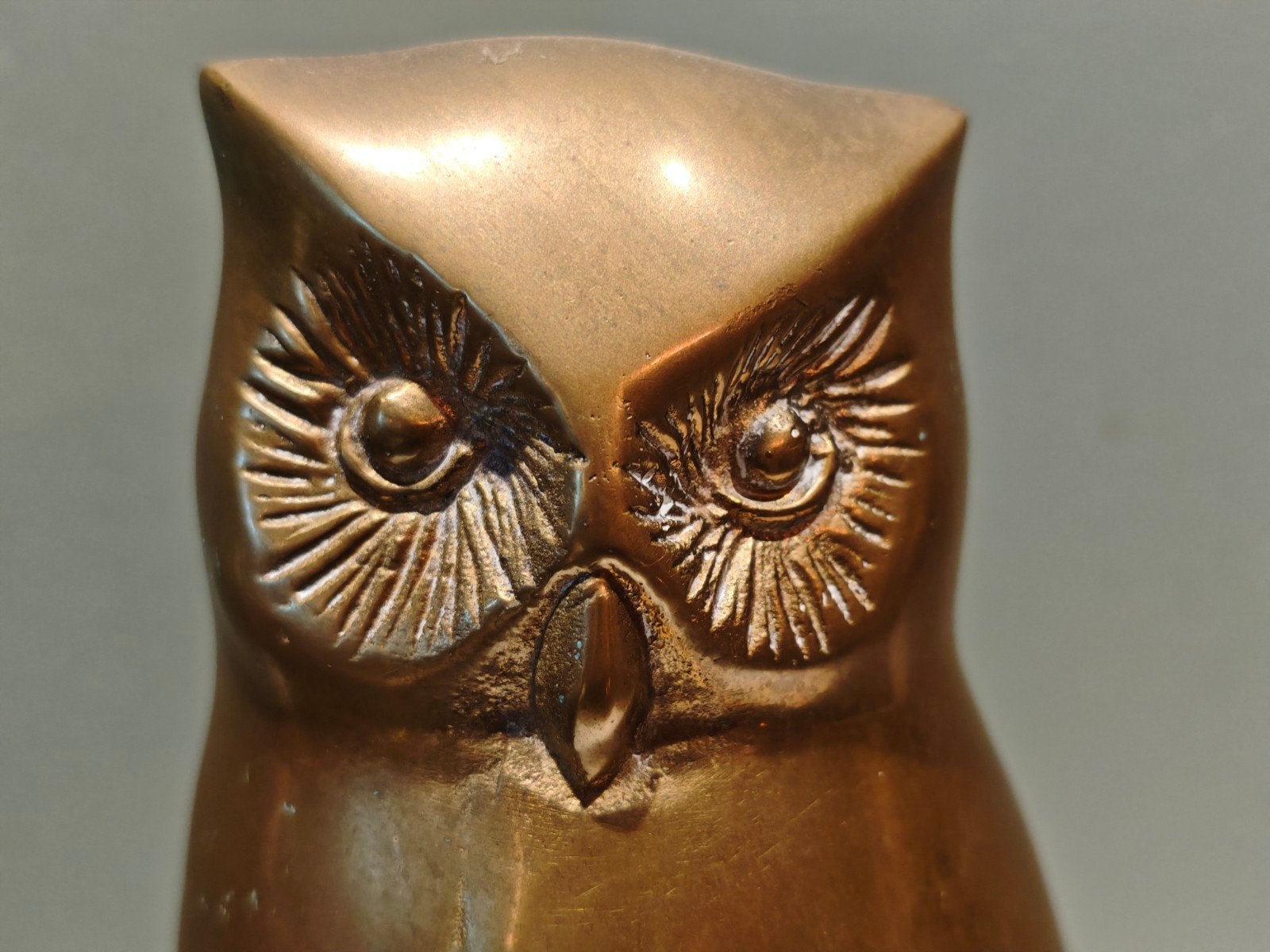 Vintage messing uil beeld, Antiek en Kunst, Ophalen of Verzenden, Brons