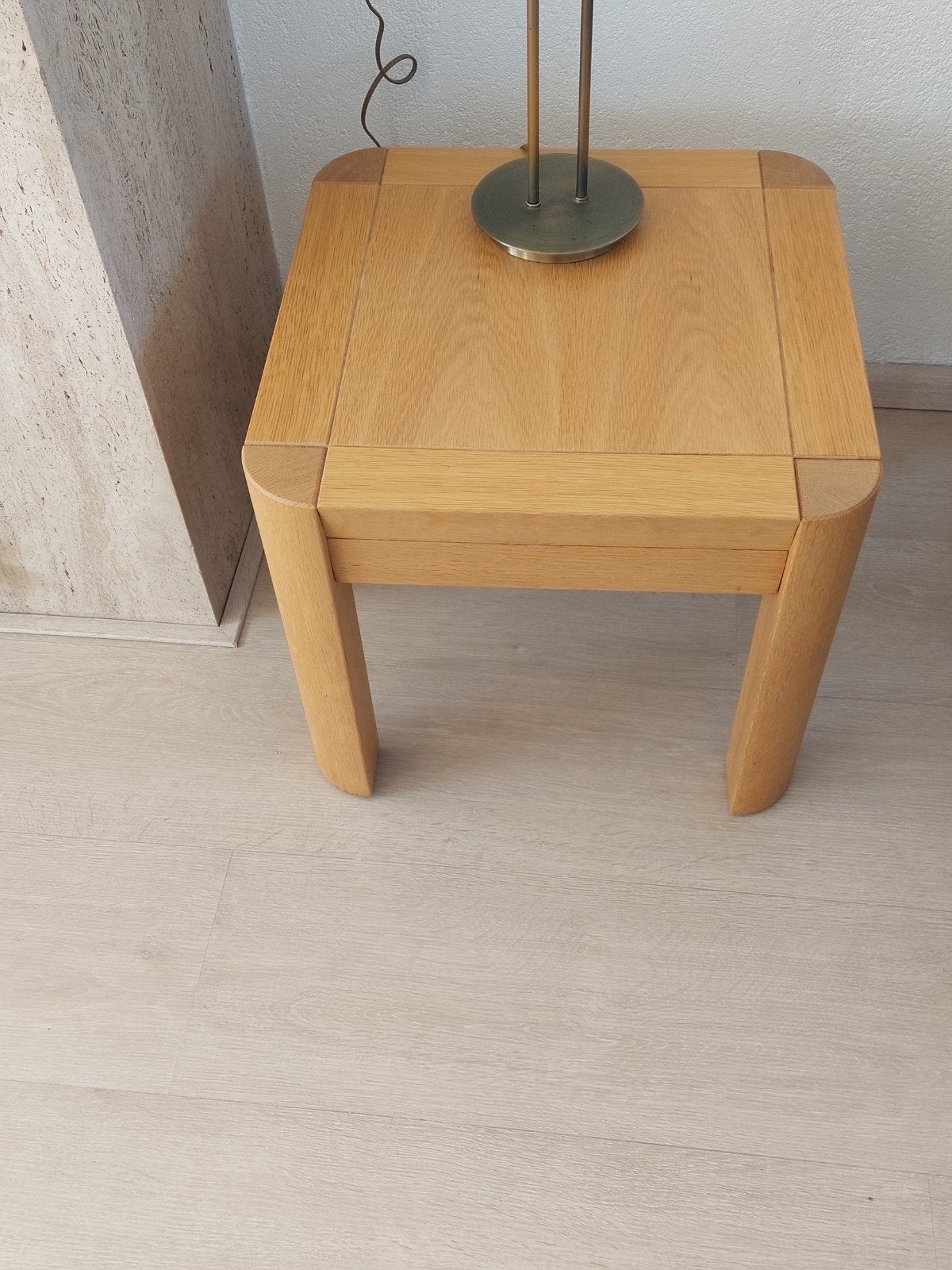 Houten bijzettafel 2 stuks, Huis en Inrichting, Ophalen, Minder dan 55 cm, Gebruikt, Vierkant
