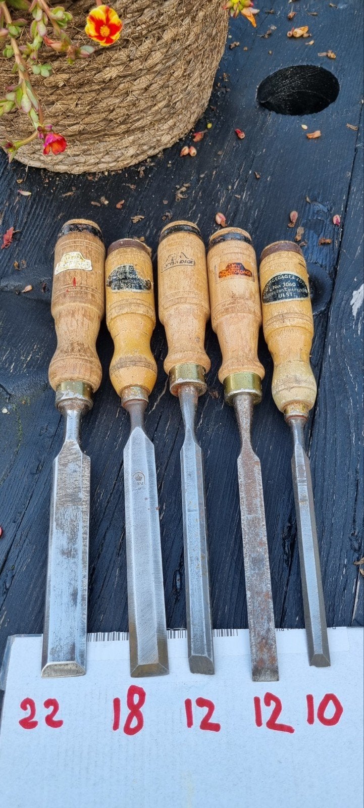 houtbeitels nooitgedagt mooi lengte 5 stuks, Ophalen of Verzenden, Gebruikt, Gereedschapsset
