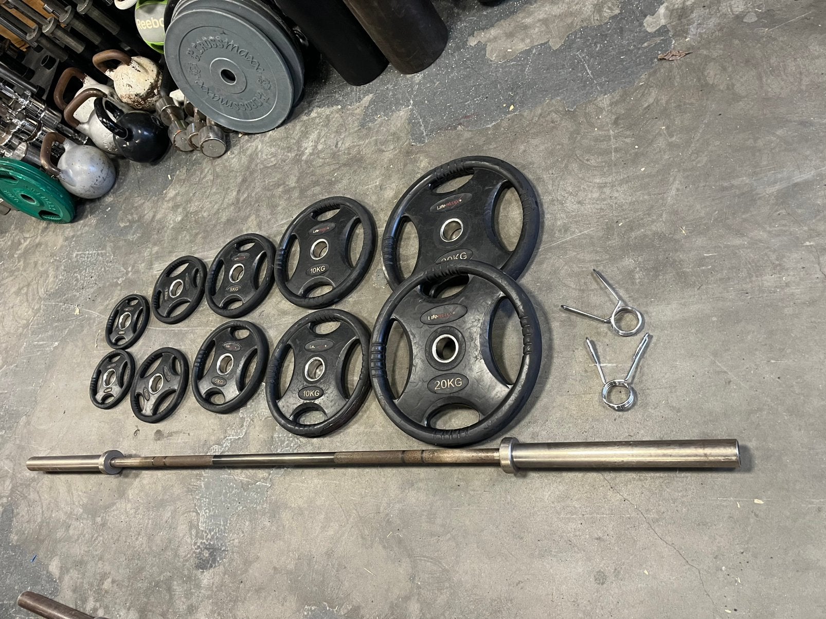 Lifemaxx olympische halter schijven met stang, Ophalen, Halterset, Schijven, Gebruikt
