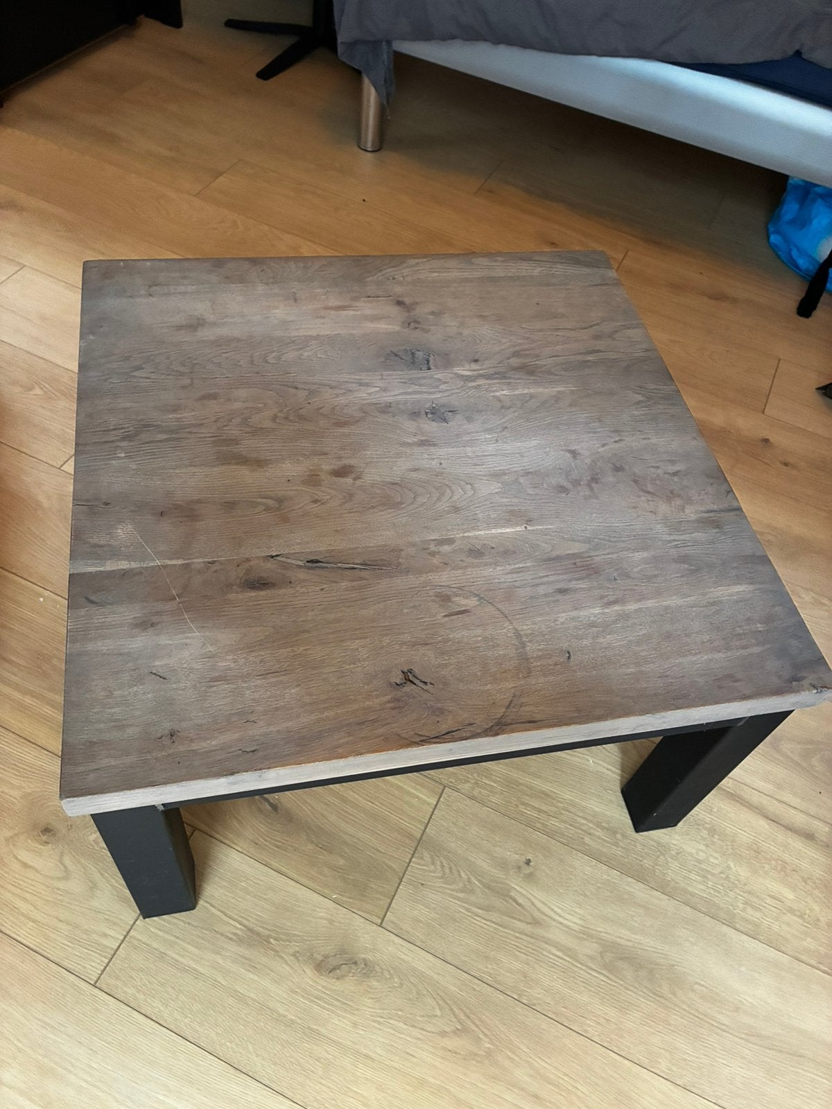 Massief houten salontafel Pronto Wonen 70x70 cm, Ophalen, 100 tot 150 cm, Vierkant, 50 tot 100 cm