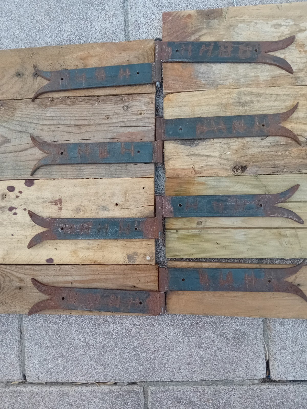 set van 4 smeedijzeren scharnieren, Ophalen of Verzenden, Nieuw, IJzer, Scharnier
