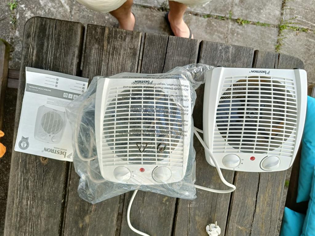 2 Bestron AFH211W elektrische ventilatorkacheltjes, Ophalen, Minder dan 30 cm, Minder dan 60 cm, 800 watt of meer