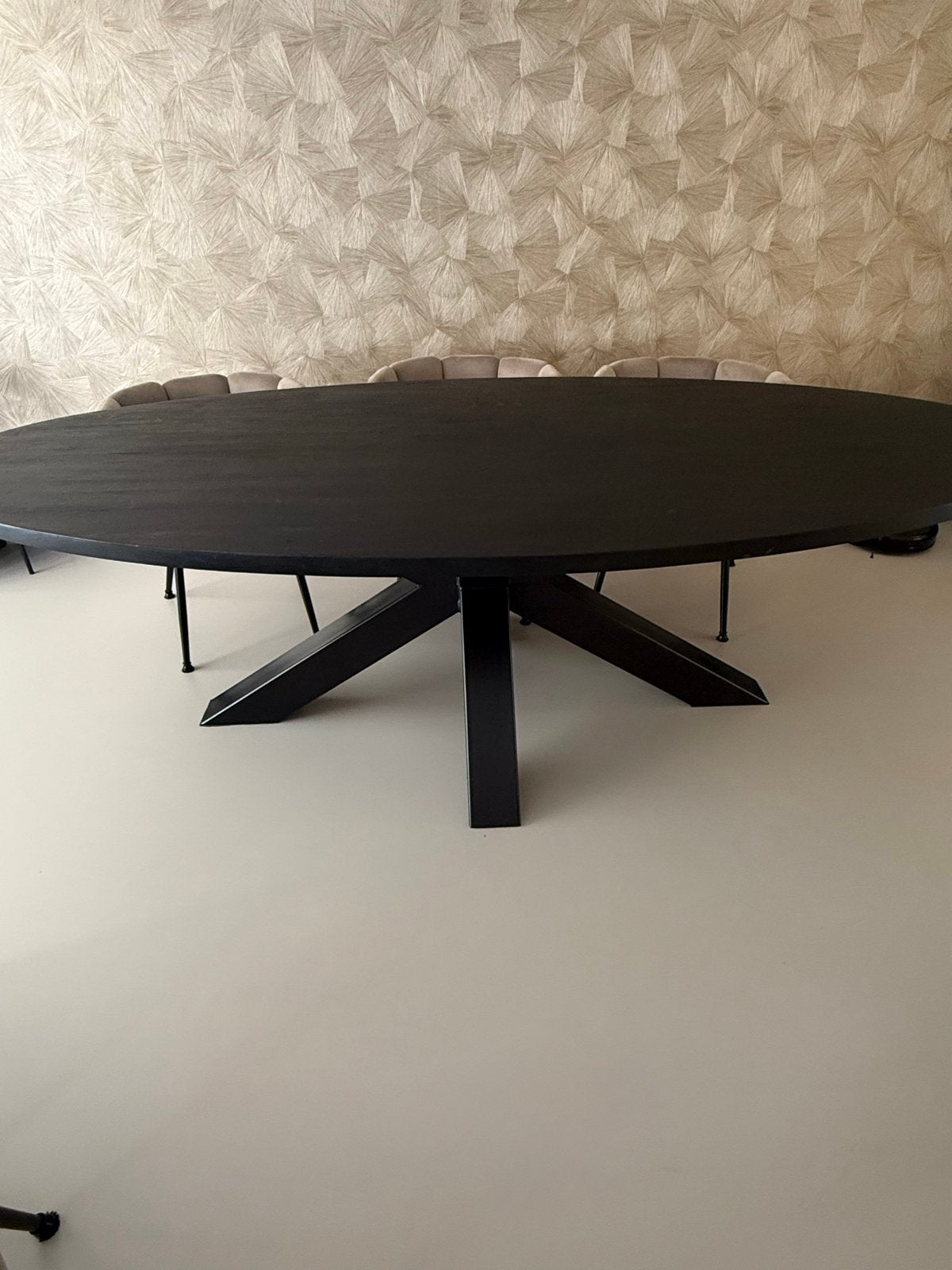 Massief eiken eettafel 250x120 cm - Zwart, Huis en Inrichting, Ophalen, 100 tot 150 cm, Eikenhout, 200 cm of meer