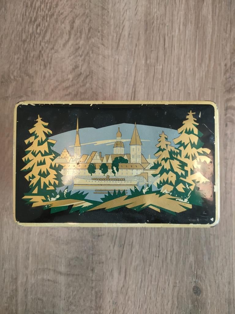 Vintage Kanis & Gunnink blik met stadsgezicht, Overige merken, Gebruikt, Ophalen of Verzenden, Koffie