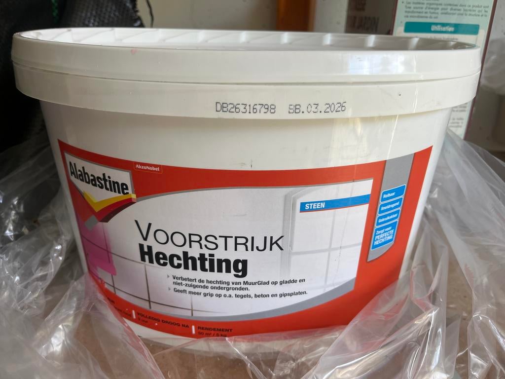 Alabastine Voorstrijk Hechting 5kg - Nieuw, Doe-het-zelf en Verbouw, Verf, Beits en Lak, Ophalen, 5 tot 10 liter, Wit, Nieuw