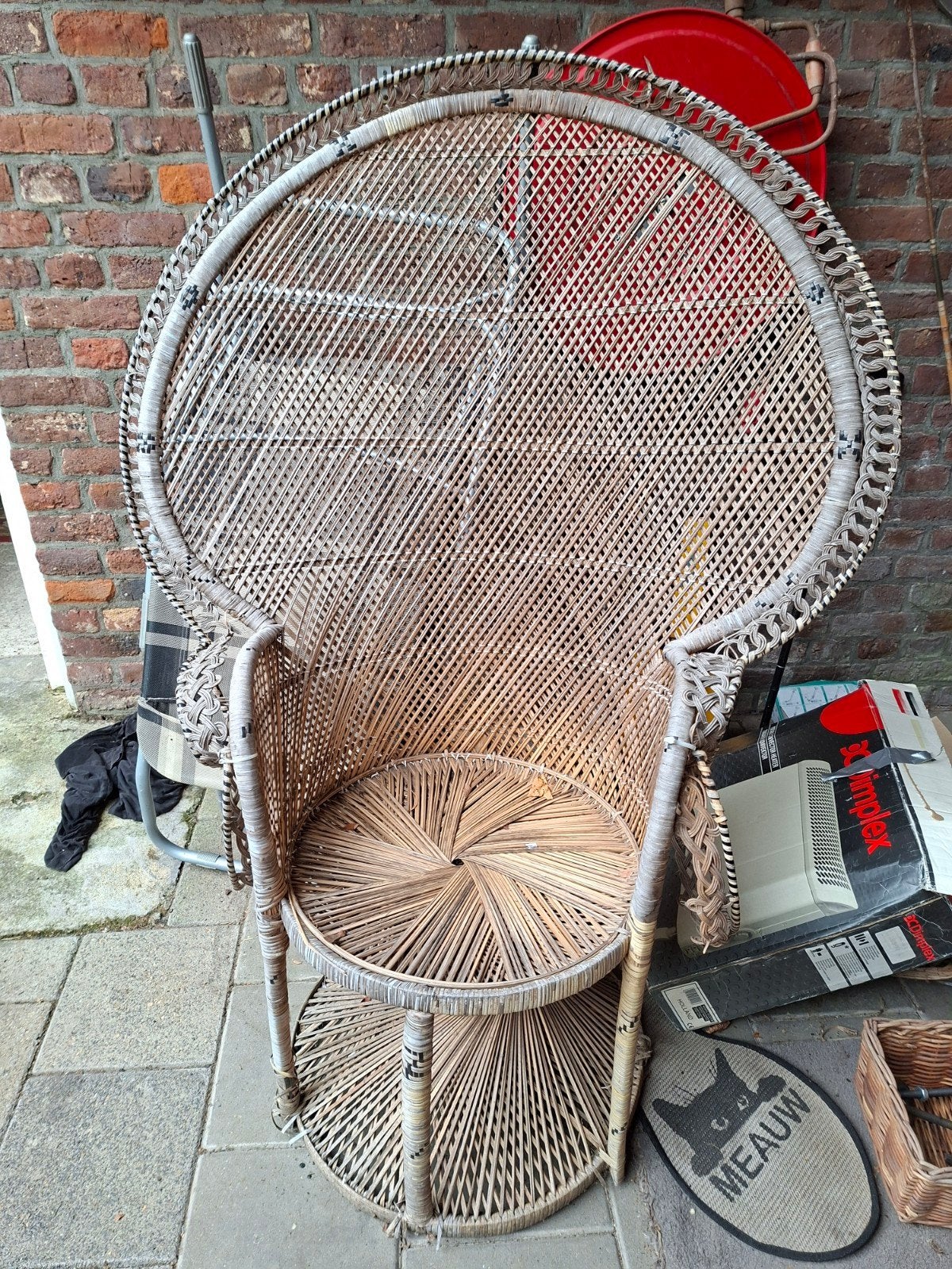 Pauwenstoel, Huis en Inrichting, Ophalen, Gebruikt, Bruin, Riet of Rotan