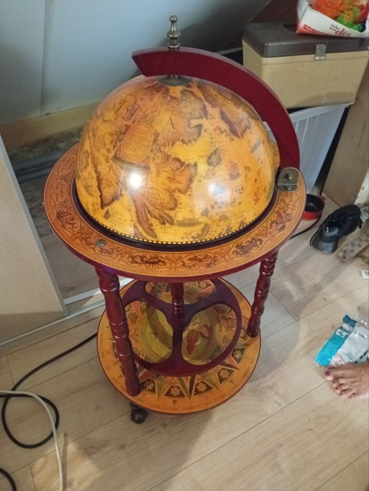 Authentieke globebar wereldbol, Zo goed als nieuw, 50 cm, Antieke wereldbol, Ophalen