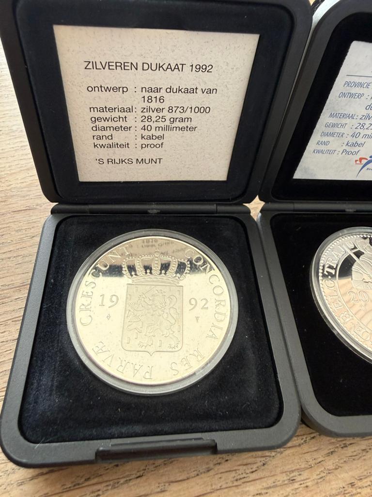 4 zilveren dukaten proof, Postzegels en Munten, Munten | Nederland, Setje, Koningin Beatrix, Zilver, Overige waardes