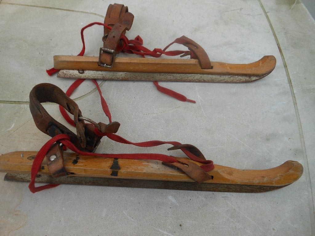 3 paar oude schaatsen - Vintage houten schaatsen, Ophalen, Gebruikt, Overige sporten, Overige typen