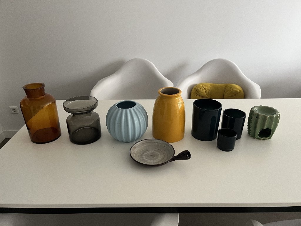 Diverse vazen, kandelaars en decoratieve artikelen, Ophalen, Overige materialen, Gebruikt, Meerkleurig