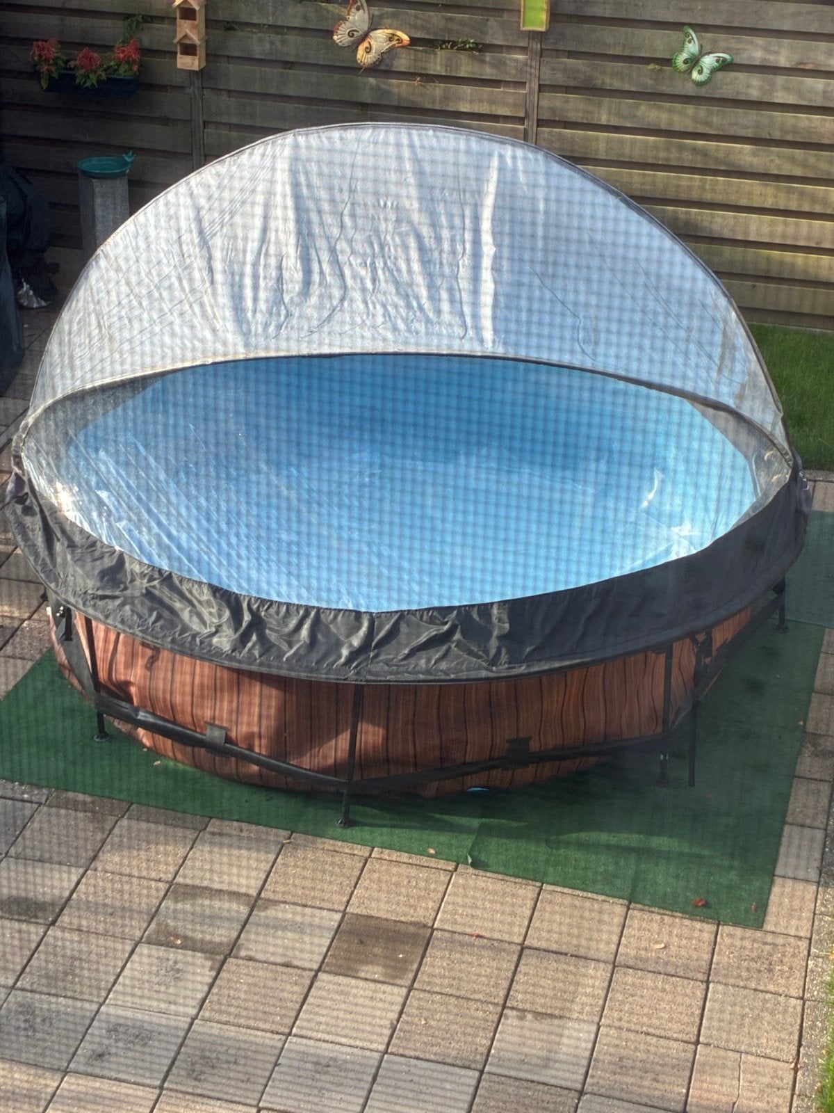 EXIT Wood Zwembad ø300x76cm met filterpomp en overkapping, Tuin en Terras, Ophalen, Gebruikt, Rond, Opzetzwembad