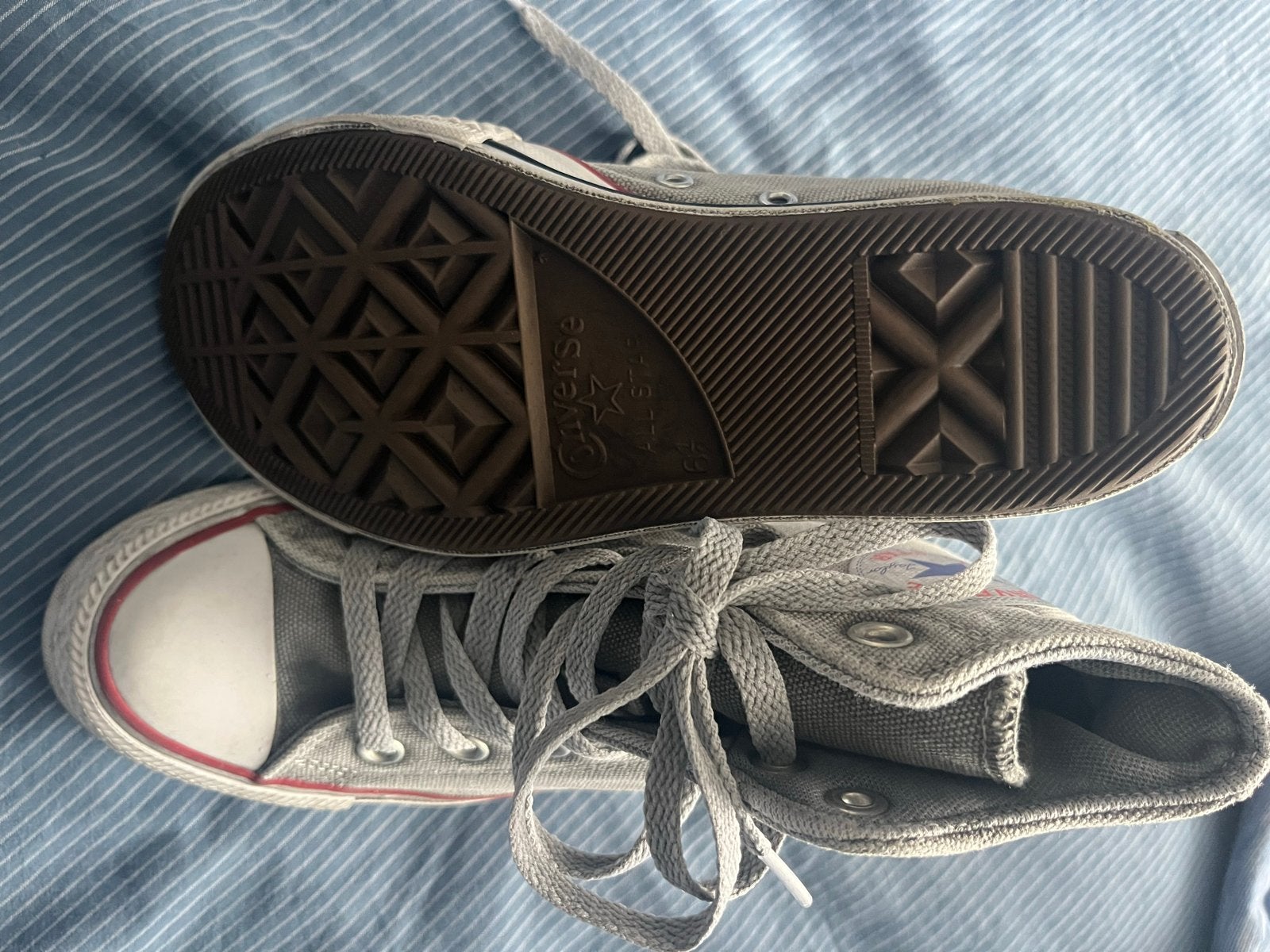 Converse All Star high-top sneakers - maat 37 - used look, Ophalen of Verzenden, Zo goed als nieuw, Grijs, Sneakers of Gympen