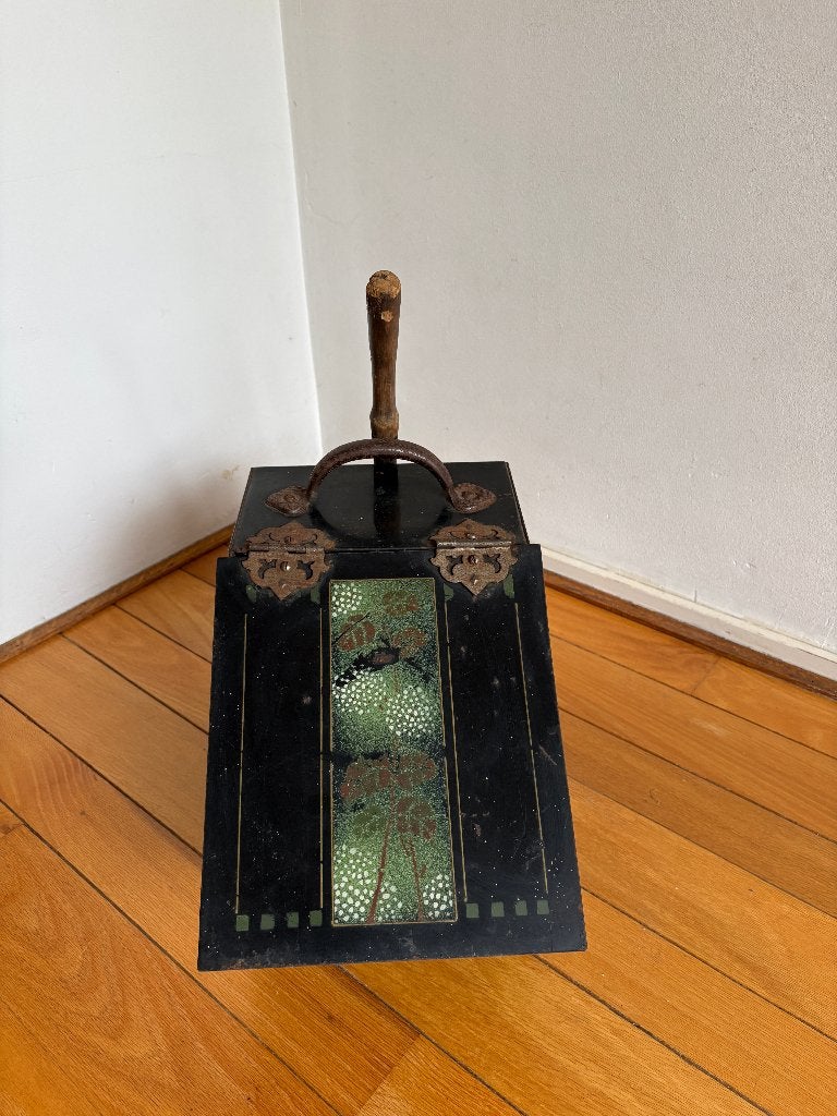 Antieke kolenbak met kolenschep en uitneembare binnenbak, Antiek en Kunst, Ophalen of Verzenden