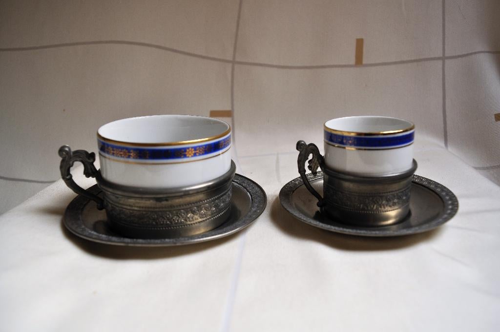 Oud Koffie en Espresso Kopje Porselein Tin, Antiek en Kunst, Ophalen of Verzenden
