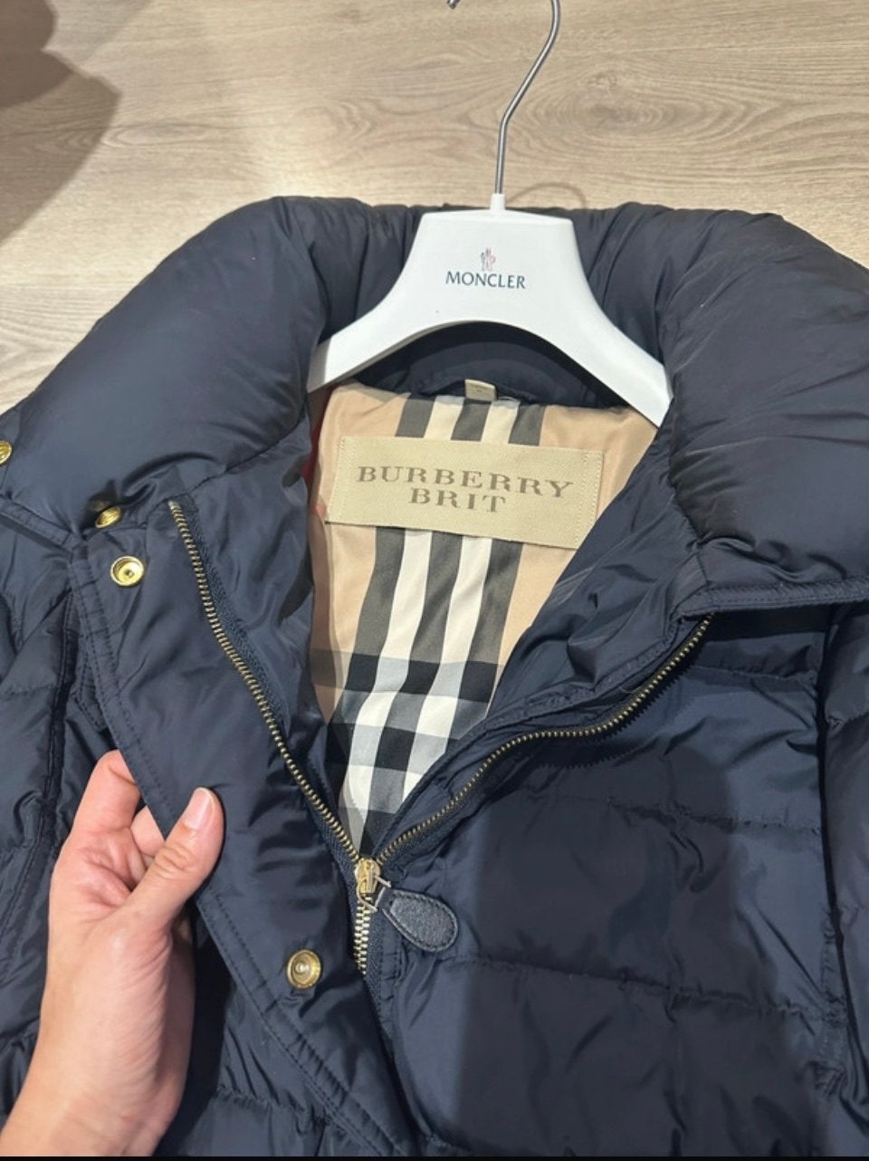 Burberry Brit donsjas met ceintuur - Maat M, Ophalen of Verzenden, Zo goed als nieuw, Maat 38/40 (M), Blauw