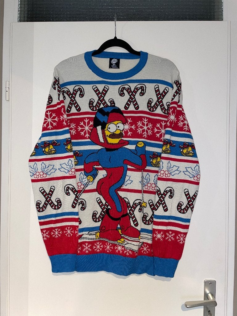 THE SIMPSONS heren foute kerst trui sweater mt L, Maat 52/54 (L), Ophalen of Verzenden, Zo goed als nieuw, Rood