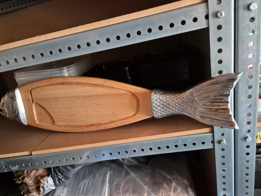 Decoratieve Snij-/Serveerplank in Visvorm, Gebruikt, Hout, Snij-/serveerplank, Ophalen of Verzenden