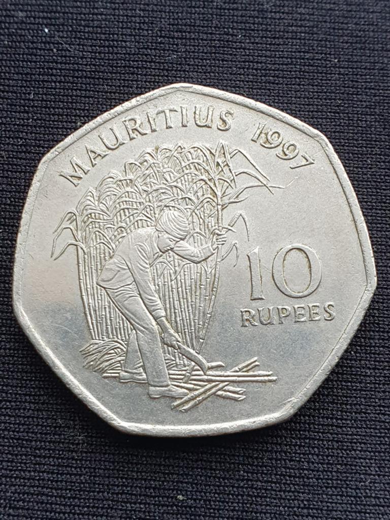 10 rupees munt uit 1997 Mauritius., Ophalen of Verzenden, Losse munt