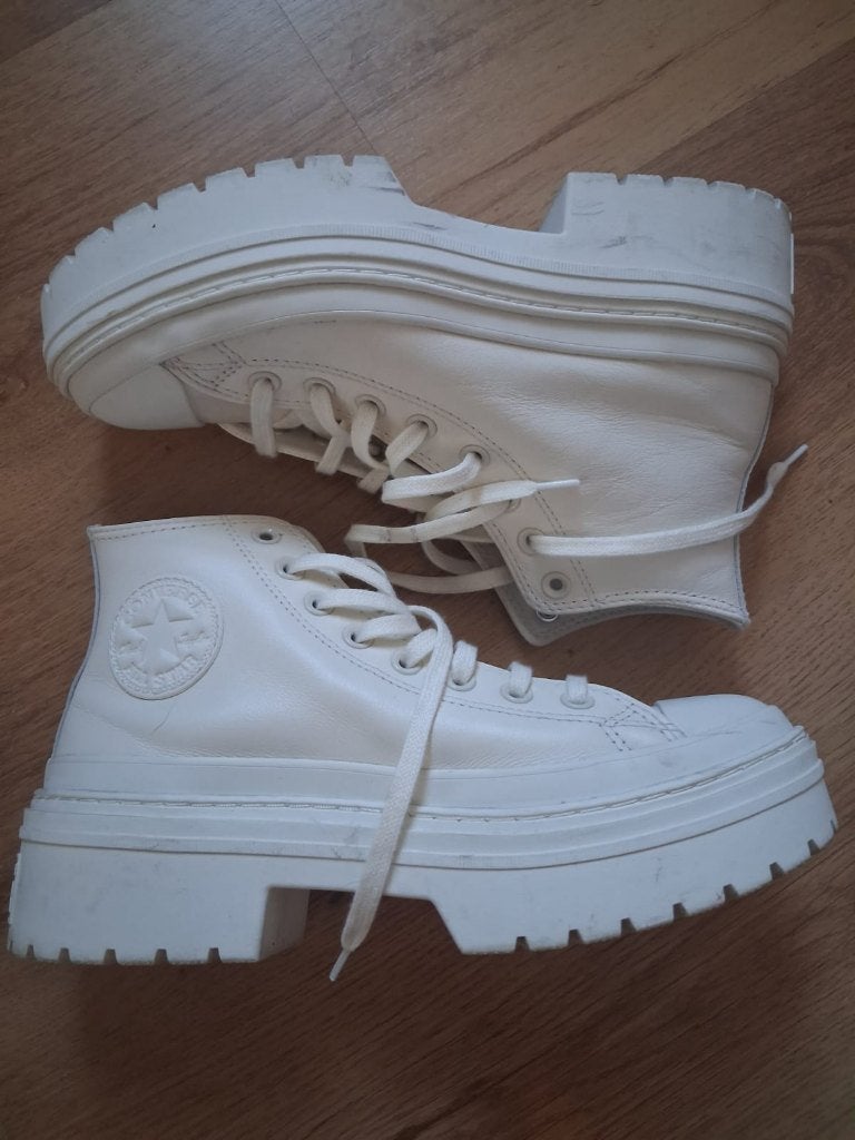 Chuck Taylor All Star Lugged Heel Leather Platform - Egret, Wit, Converse, Ophalen of Verzenden, Sneakers of Gympen