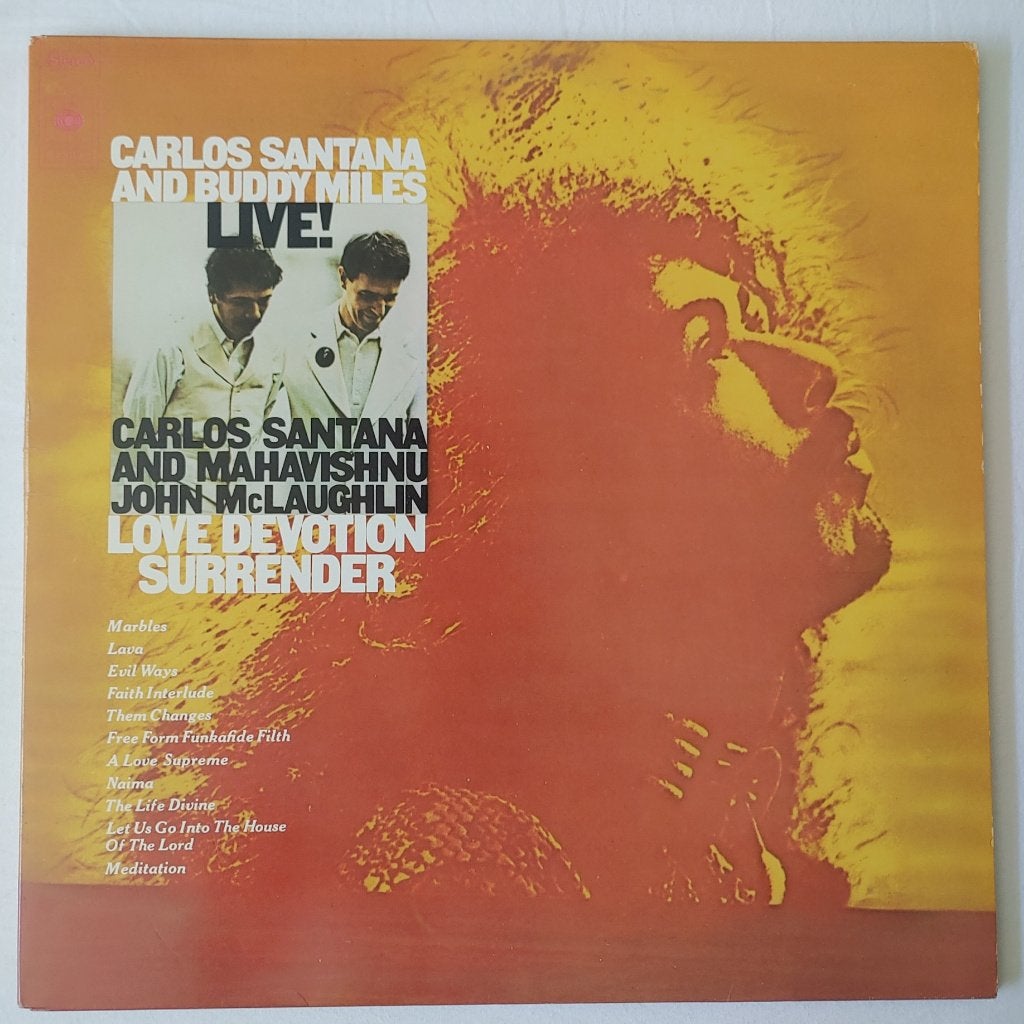 2LP Santana - Love, Devotion, Surrender & Buddy Miles Live!, Cd's en Dvd's, Vinyl | Rock, Zo goed als nieuw, Psychedelic Rock