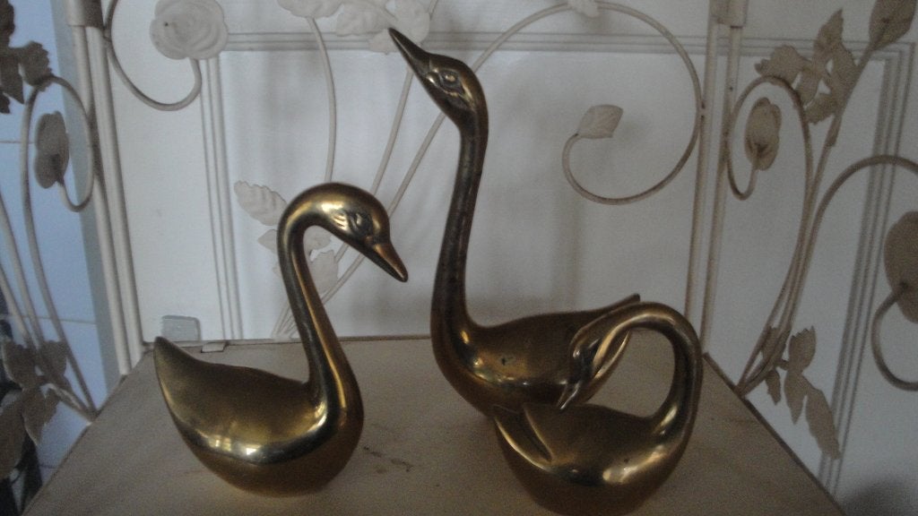 3messing zwanen, Ophalen of Verzenden, Koper