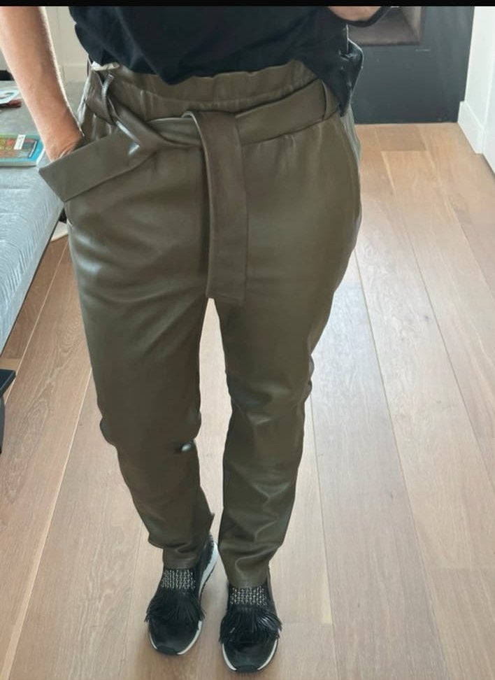 Dante6 khaki leren broek maat 4/38 nieuw, Maat 38/40 (M), Nieuw, Ophalen of Verzenden, Lang