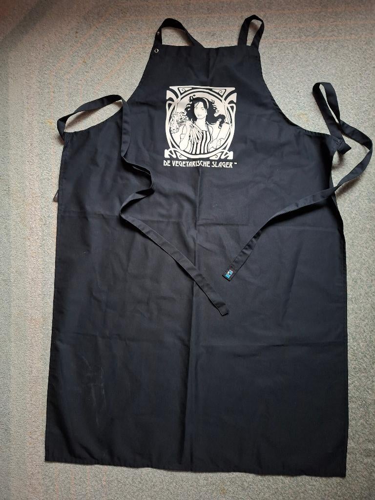 Zwart schort "de vegetarische slager" Nieuw., Ophalen of Verzenden, Nieuw, Zwart, Schort