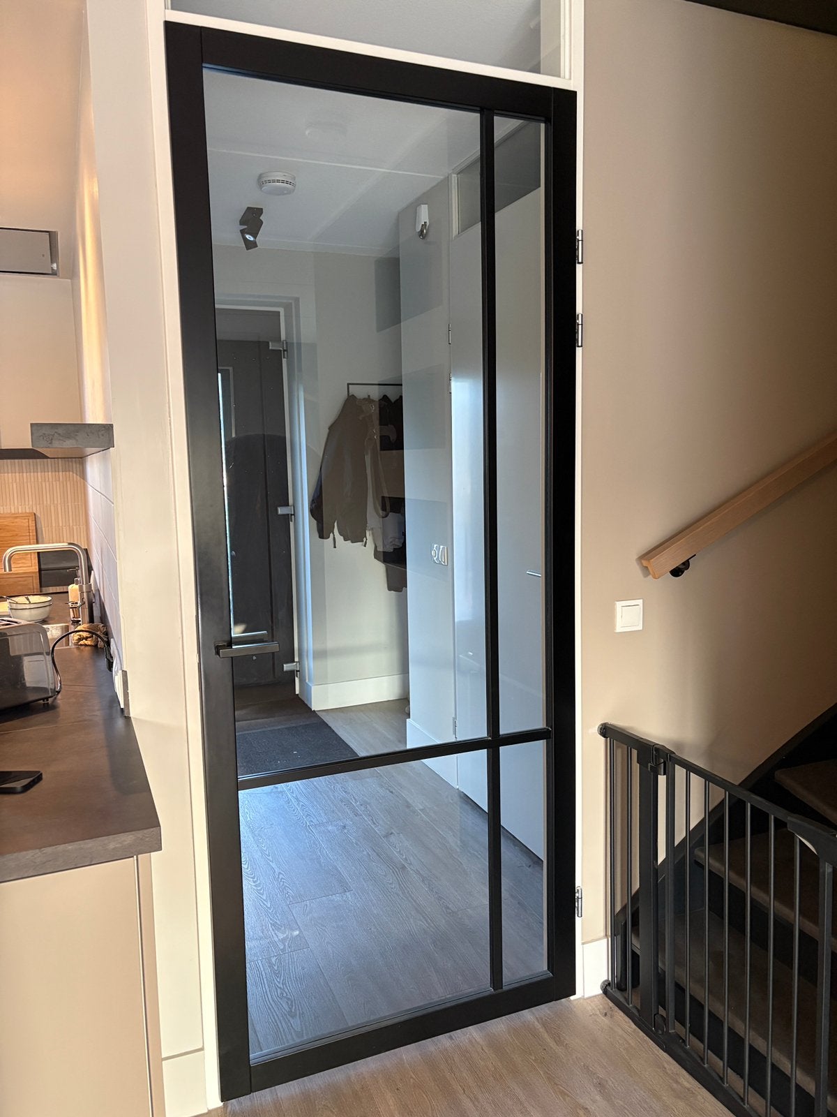 Binnendeur met glas 231,5 x 95 cm, Doe-het-zelf en Verbouw, Ophalen, Gebruikt, 215 cm of meer, Binnendeur
