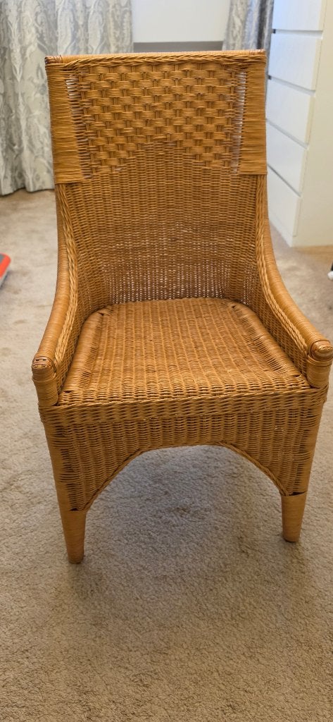 Rotan vintage oma stoel, Huis en Inrichting, Gebruikt, Bruin, Vintage, Riet of Rotan