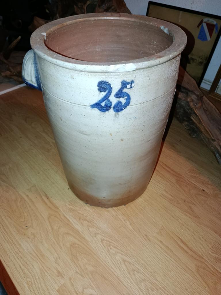 Antieke aardewerken pot met nummer 25, Antiek en Kunst, Antiek | Keramiek en Aardewerk, Ophalen of Verzenden