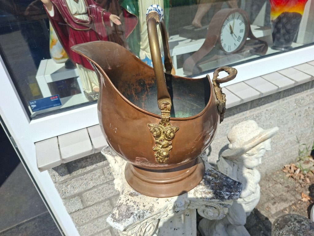 schitterende grote koperen ketel met messing sierwerk, Ophalen of Verzenden